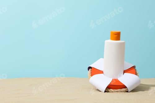 Preview: Concept of summer skin care accessories, space for text