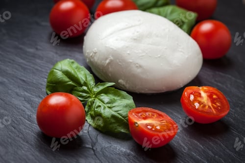 Preview: Mozzarella, tomato and basil.