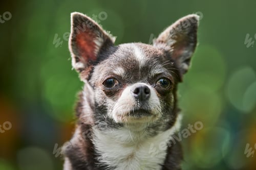 Preview: Chihuahua puppy portrait, little dog in garden
