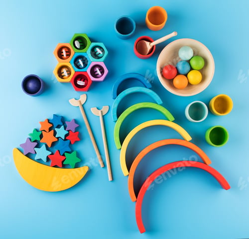 Preview: Eco-friendly colored wooden educational toys according to the Montessori method