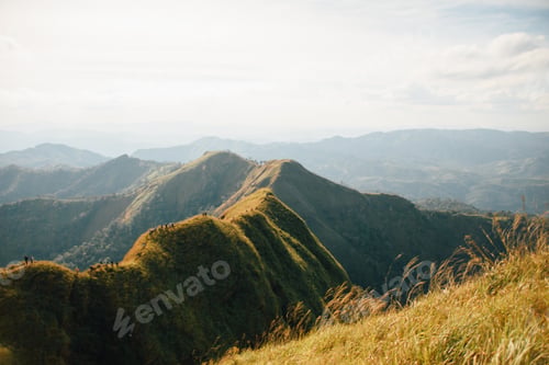 Preview: hiking group on mountain at Khao Chang Phuak, Thongphaphoom National Park, Kanchanaburi Province,
