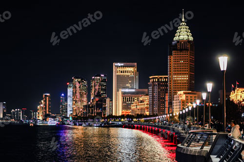 Preview: Illuminated skyscrapers along the Bund in Shanghai.
