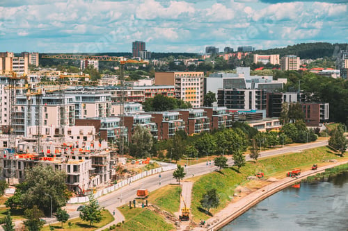 Preview: Vilnius, Lithuania. Construction Development Of Residential Houses In City Center