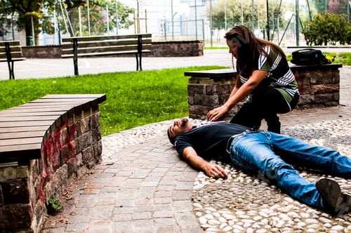 Preview: girl trying to find help for an unconscious guy