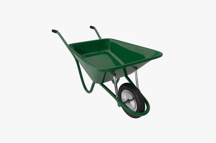 Preview: Green wheelbarrow with metal handles and black tire