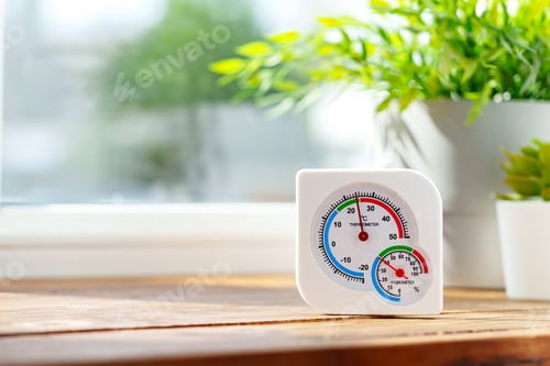 Preview: White Thermometer and Succulents on Windowsill