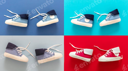 Preview: Baby shoes pink and blue color walking collage