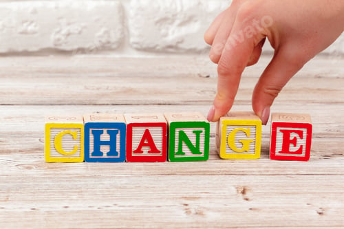 Preview: Wooden toy Blocks with the text: change