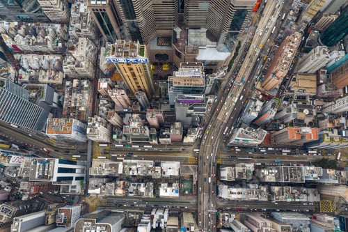 Preview: Causeway Bay, Hong Kong 22 February 2019: Top down view of Hong Kong urban city