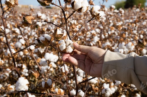 Preview: Adult male hand holding cotton ready for harvesting