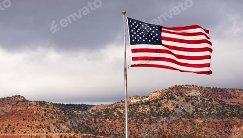 Preview: Wind Waving Bright Patriotic American Flag Stars and Stripes