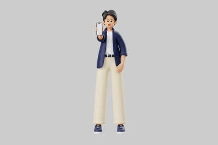 Preview: Cartoon man holding smartphone