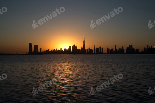 Preview: Dubai slyline from Dubai Creek Harbour and Dubai canal to Downto