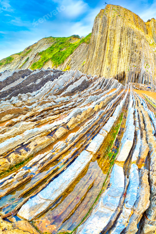 Preview: Steeply-tilted Layers of Flysch, Basque Coast UNESCO Global Geopark, Spain