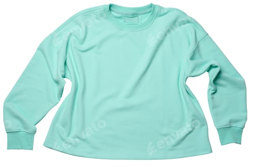 Preview: Light green knitted pullover on a white isolated background, comfortable wear