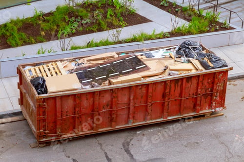 Preview: Garbage metal container is used for disposal construction waste during construction of a house