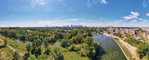 Preview: Aerial view of cityscape with skyscrapers, Center of Warsaw, Poland