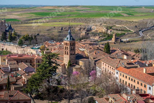 Preview: Aerial view of Segovia with San Andres Church - Segovia, Spain