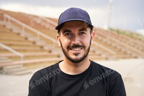 Preview: Outdoor portrait of a Hispanic man looking at the camera smiling