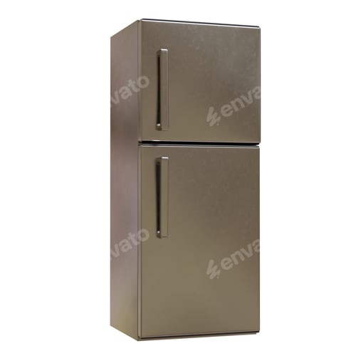 Preview: Refrigerator isolated on white, two doors fridge kitchen appliance,