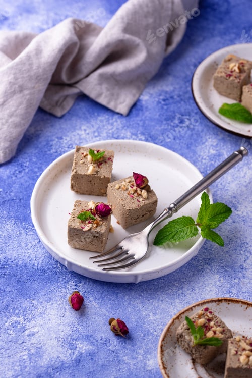 Preview: Halva with rose petal and nuts.