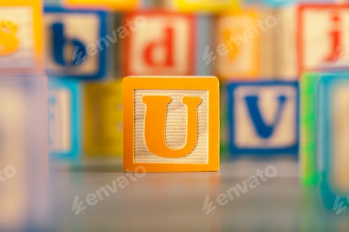 Preview: Photograph of colorful Wooden Block Letter U