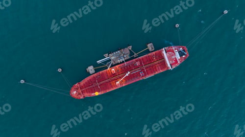 Preview: Oil tanker ship. Red Oil Tanker runing in the ocean sea. petroleum ship transportation imp