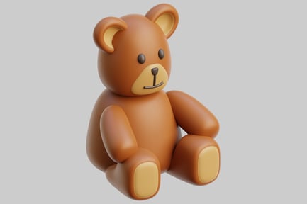 Preview: Resting Brown Teddy Bear on a Grey Surface
