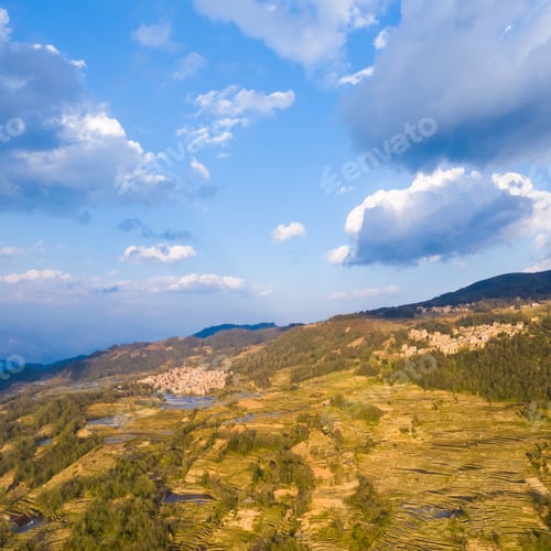 Preview: aerial view of beautiful terraced field landscape