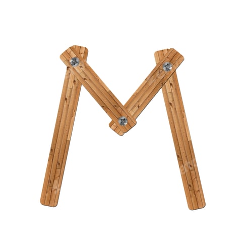 Preview: wooden alphabet - letter M on white background