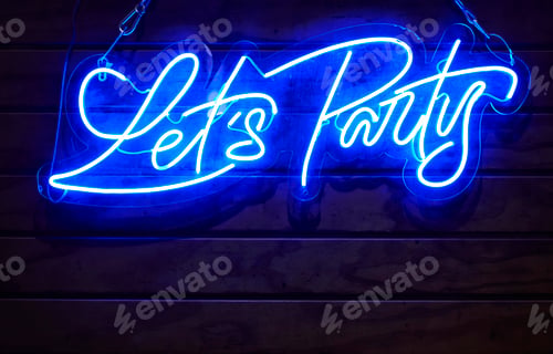 Preview: lighted display with the sign, Let's party
