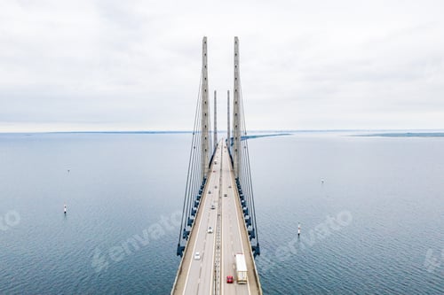 Preview: Beautiful view of the Oresund bridge connecting Denmark and Sweden
