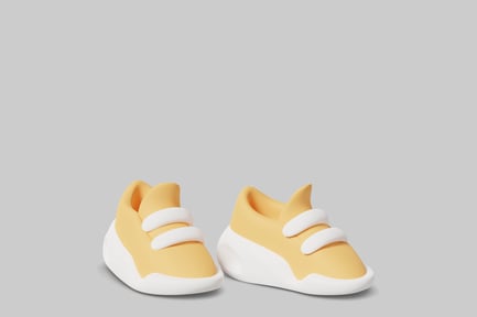 Preview: A pair of yellow shoes with a white strap.