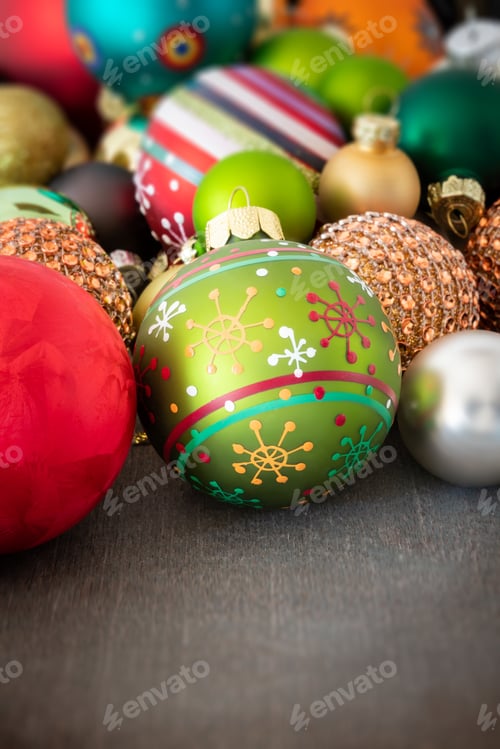 Preview: Christmas decoration glass balls on a wooden ground