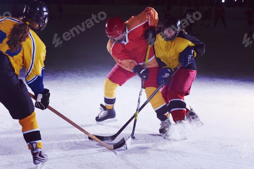 Preview: teen ice hockey sport players in action