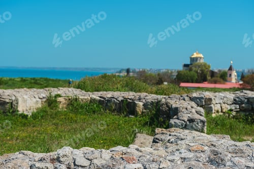 Preview: Landscape Background- Ruins Of Ancient Buildings And Facilities. Antiquity Destroyed By Time And