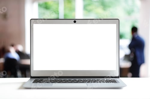 Preview: Laptop with blank screen in office