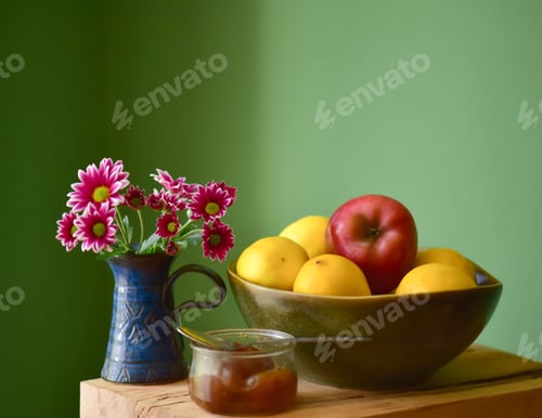Preview: Still life with fresh fruits and flowers