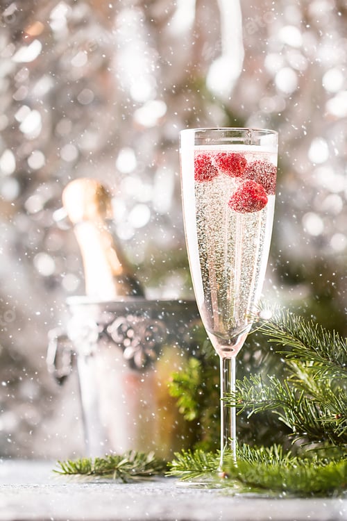 Preview: Champagne glass on sparkling background