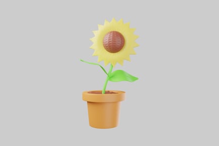 Preview: Cartoon sunflower in pot