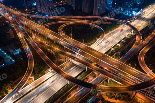 Preview: Bird's-eye view of the night view of Wuhan Guanggu Avenue overpass