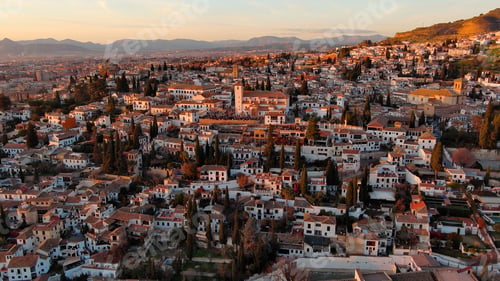 Preview: Aerial view of the Albaicin neighborhood in Granada, Andalusia, Spain