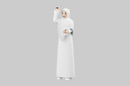 Preview: Arab character mascot waving hand