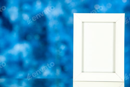 Preview: front view white picture frame on light blue background gift present portrait shoot picture family