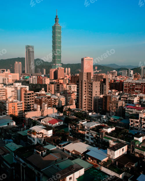 Preview: High angle shot of a beautiful scenery in Taipei City, Taiwan