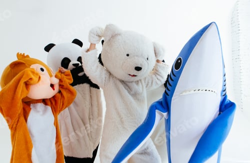 Preview: Group of animals mascots doing party