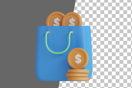 Preview: Coins in Bag 3D Icon