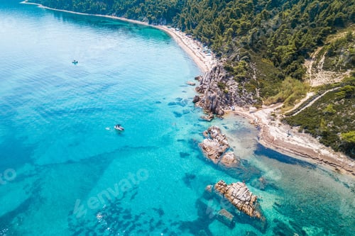 Preview: Beautiful high-angle view of a tropical beach on a sunny day in Greece