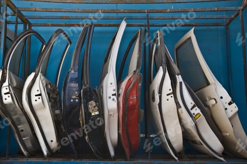 Preview: Row of Dismantled Car Doors