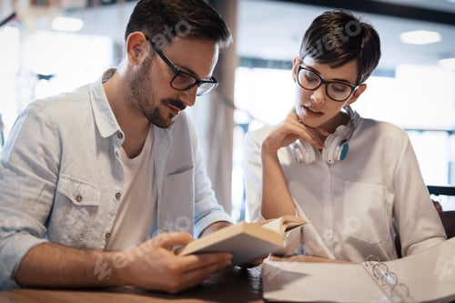 Preview: Students couple in school studying for exams together